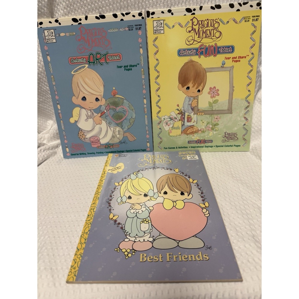 Vintage Precious Moments Coloring Book Lot of 3 Unused 1990s Dalmatian Press